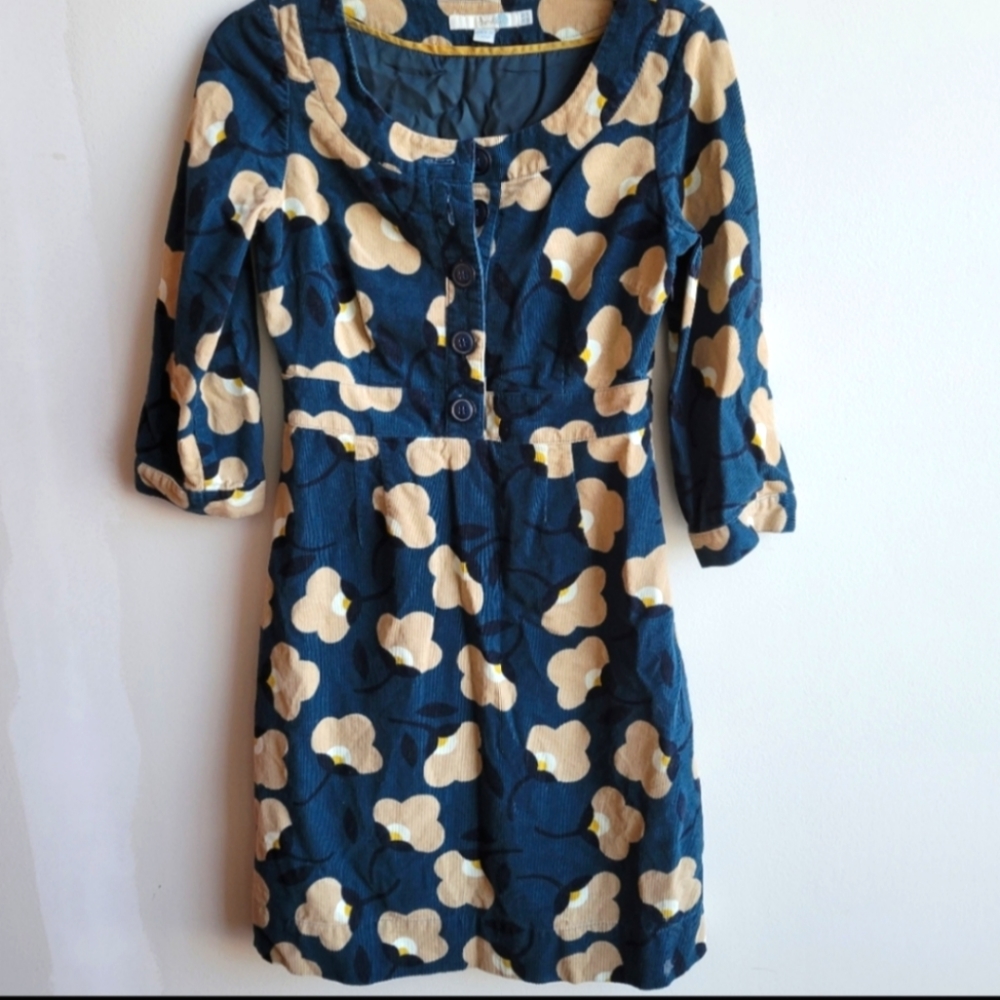 Boden corduroy blue and tan 2p dress